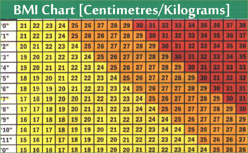 BMI Chart -Centimetres/Kilograms